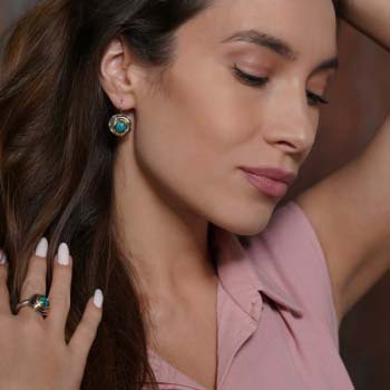 Silver ring with turquoise and gold MVR1103GTQ