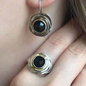 Silberring mit Onyx und Gold MVR1103GON