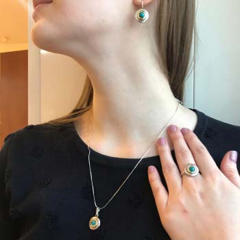 Silver earrings with turquoise and gold MVE1408GTQ