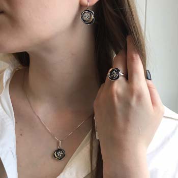 Boucles d'oreilles en argent avec or et zircon MVE1295GCZ
