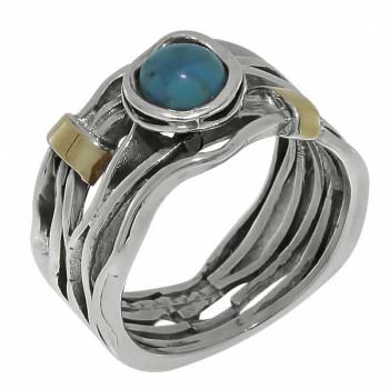 Серебряное кольцо с бирюзой и золотом MVR1447GTQ