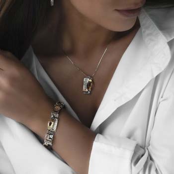Серебряное колье с цирконом и золотом MVN578GCZ