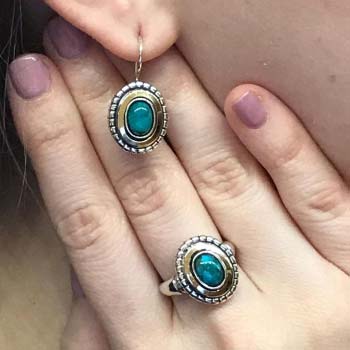 Silver ring with turquoise and gold MVR1681GTQ