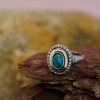 Silver ring with turquoise and gold MVR1681GTQ