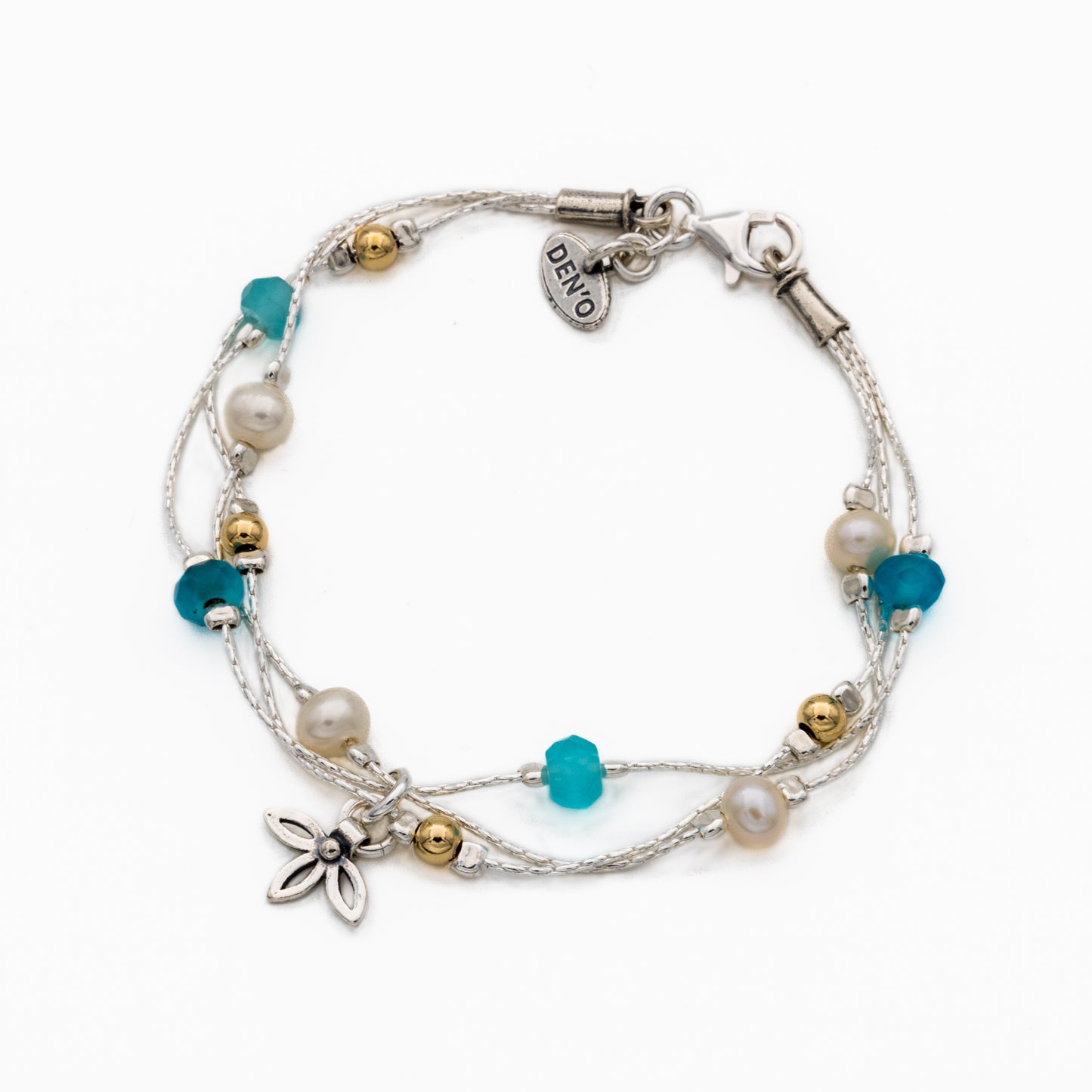 Silbernes Armband mit Perlen und Goldfill 01B373