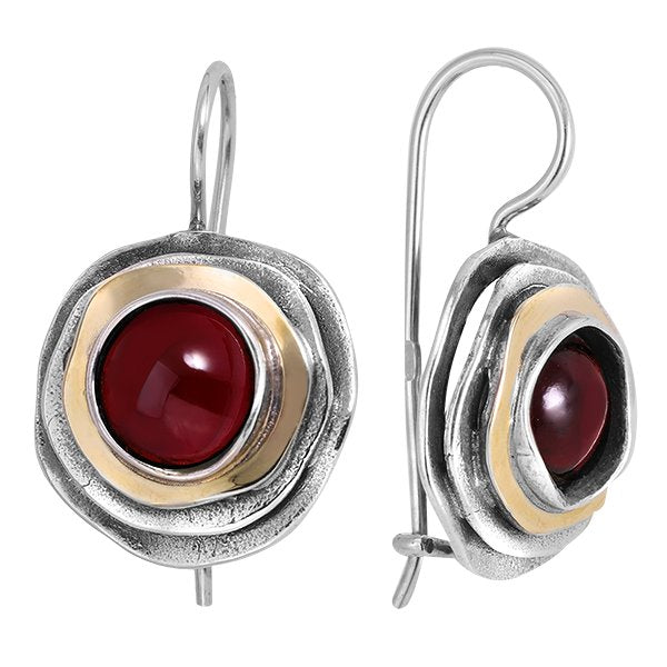 Серебряные серьги с гранатом и золотом MVE1103GGR