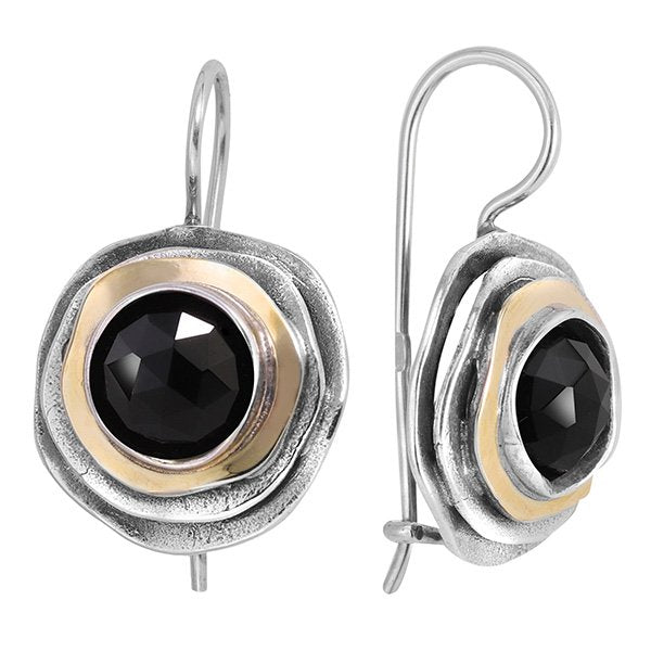Silberohrringe mit Onyx und Gold MVE1103GON