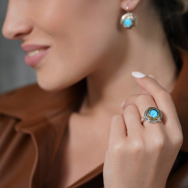 Silberne Ohrringe mit Opal und Gold MVE1103GOP