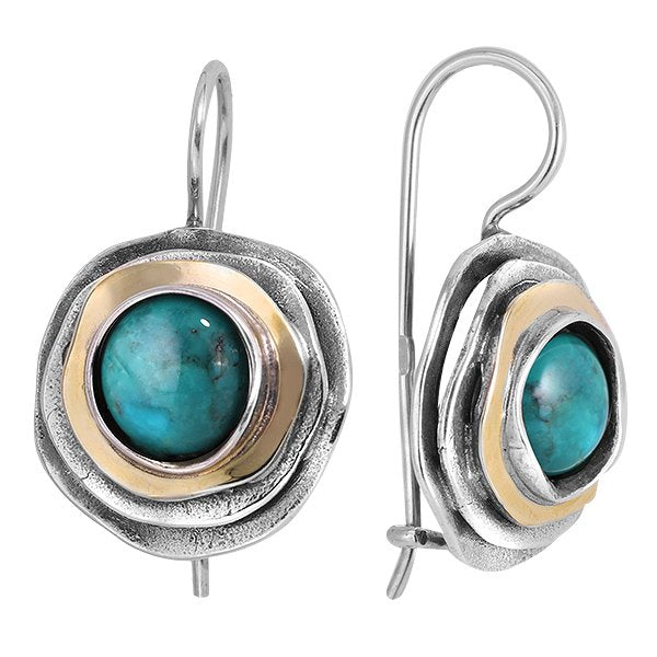 Silver earrings with turquoise and gold MVE1103GTQ