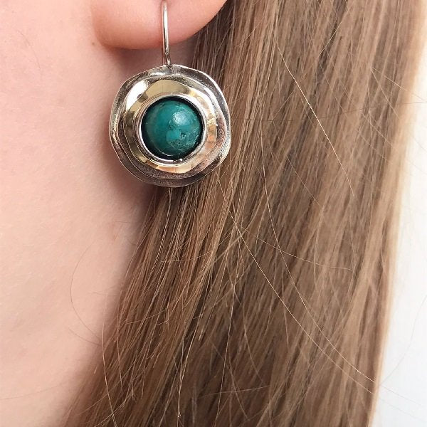Silver earrings with turquoise and gold MVE1103GTQ