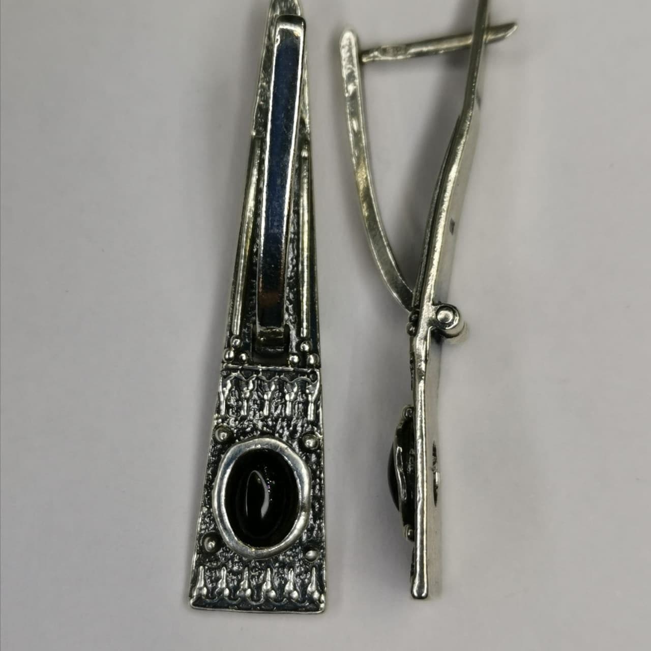 Silberohrringe mit Onyx und Gold MVE1108GON