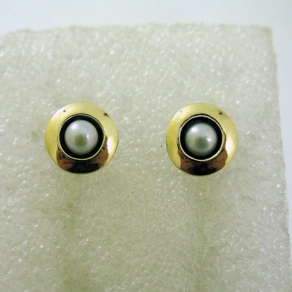 Серебряные серьги с жемчугом и золотом MVE1576GPL