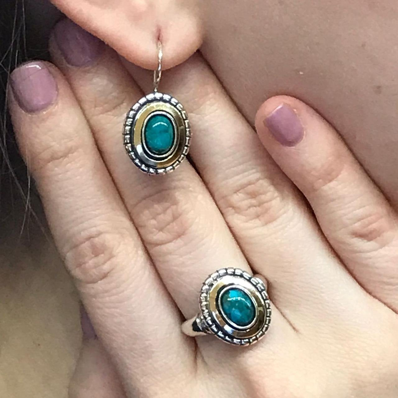 Silver earrings with turquoise and gold MVE1681GTQ