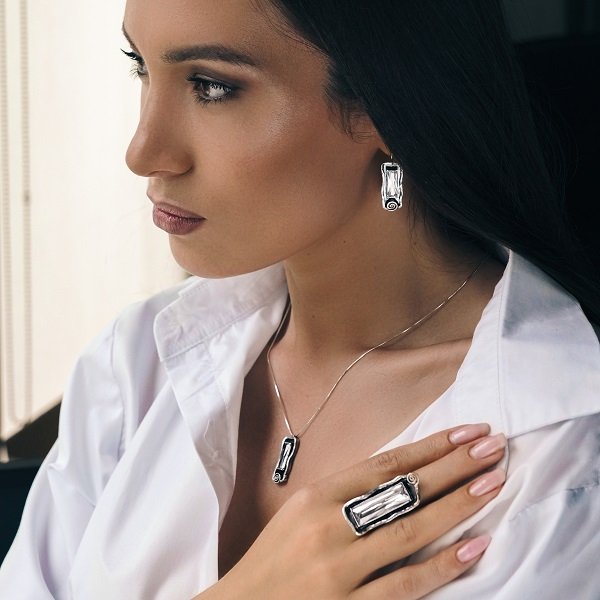 Silver necklace with zircon MVN387CZ