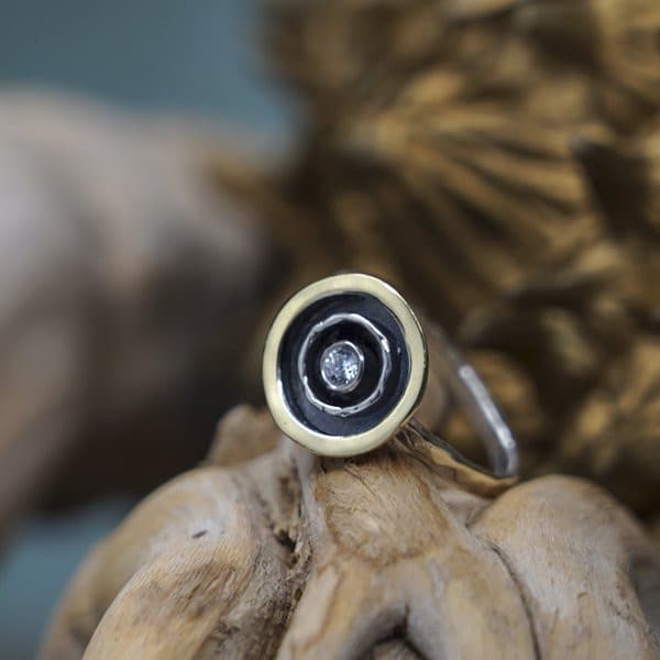 Silberring mit Gold und Zirkon MVR1464GCZ