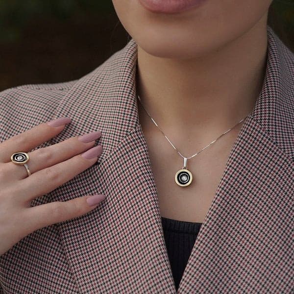 Silberring mit Gold und Zirkon MVR1464GCZ