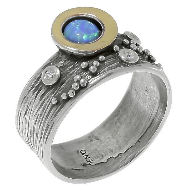 Bague en argent avec opale, or et zircon MVR1520GOP