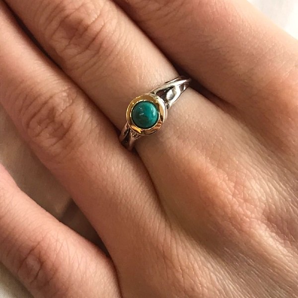 Silver ring with turquoise and gold MVR1576GTQ