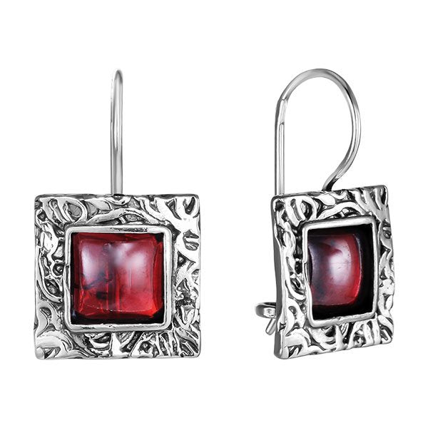 Silver earrings with Garnet 01E1051GR