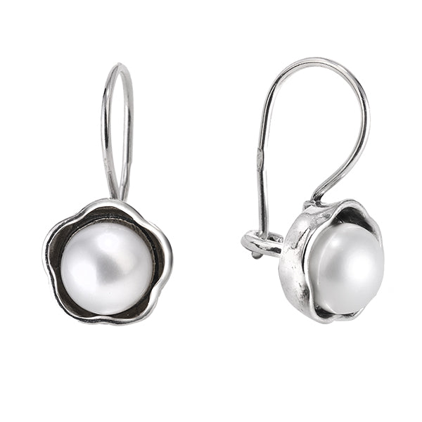 Silver earrings with pearl 01E067PL