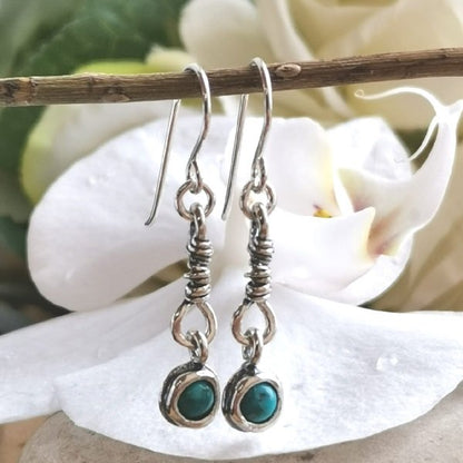 Silver earrings with turquoise 01E2127TQ