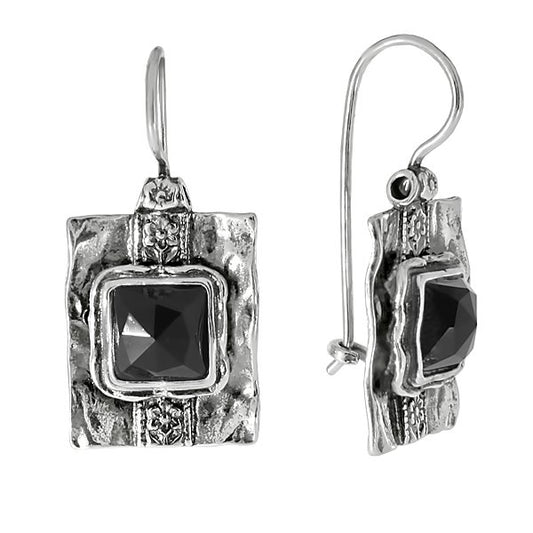 Silver Earrings with onyx 01E447ON