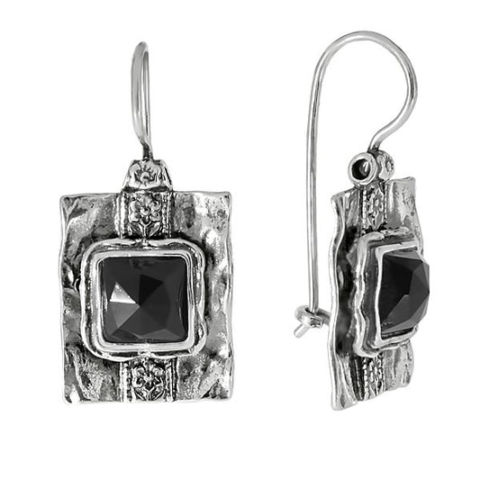 Silberohrringe mit Onyx 01E447ON