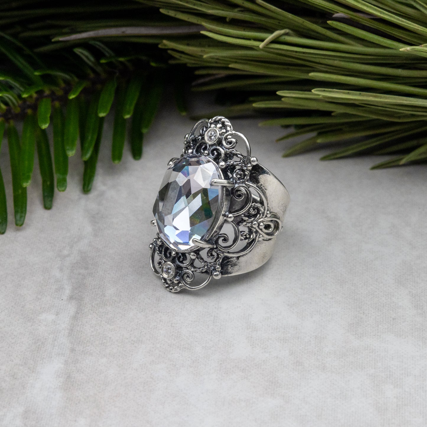 Silver Ring with Zircon MVR1060CZ