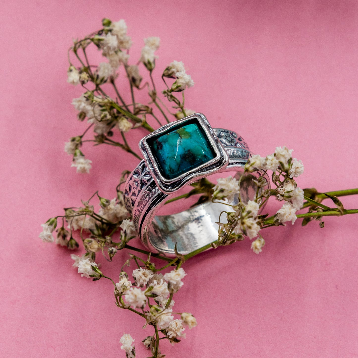 Bague en argent avec turquoise 01R485TQ