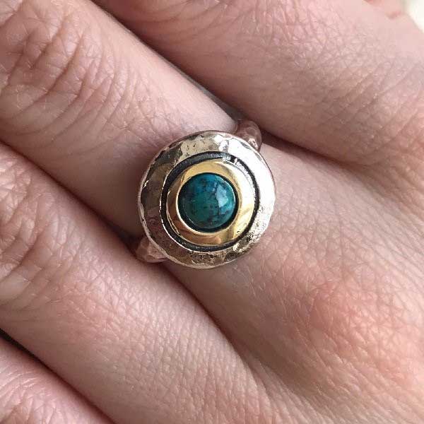 Серебряное кольцо с бирюзой и золотом MVR1408GTQ