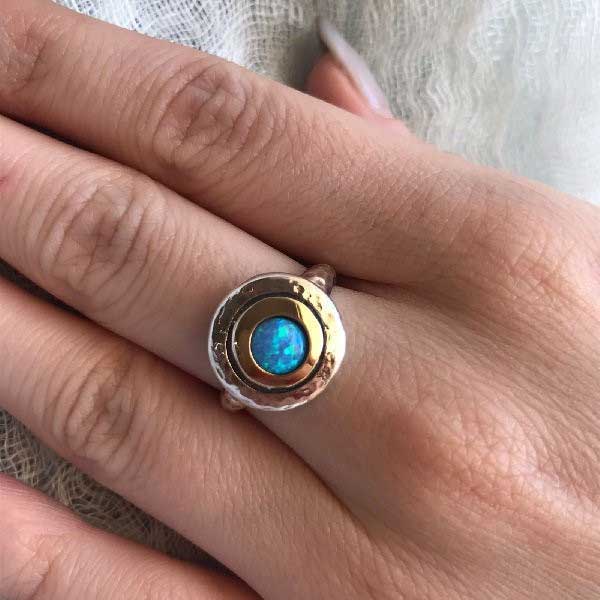 Серебряное кольцо с опалом и золотом MVR1408GOP