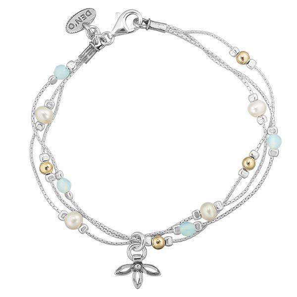 Silbernes Armband mit Perlen und Goldfill 01B373
