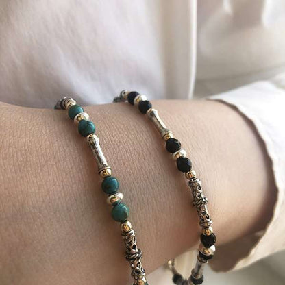 Bracelet en argent avec turquoise et goldfilled MVBh76TU