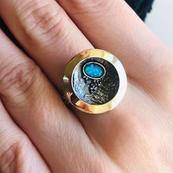 Серебряное кольцо с опалом и золотом MVR1595GOP