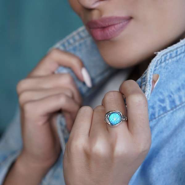 Silver ring with gold and opal MVR812GOP