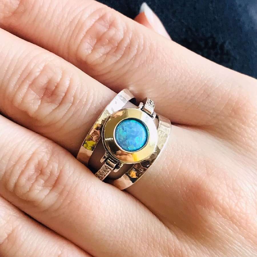 Silver ring with opal and gold MVR1233OP
