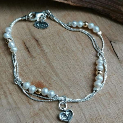 Silver bracelet with pearls and goldfilled 01B397PL