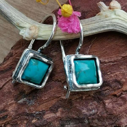 Silver earrings with turquoise 01E454TQ