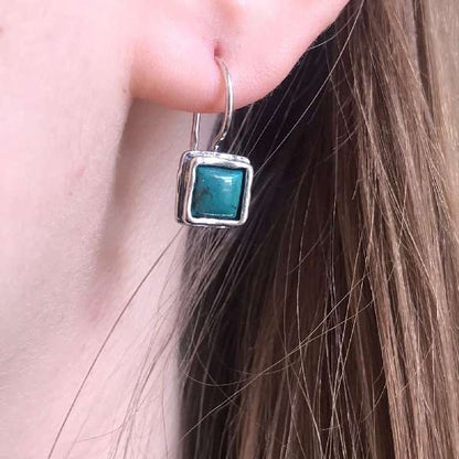 Silver earrings with turquoise 01E454TQ