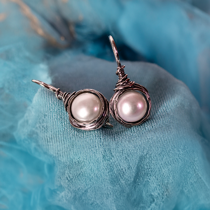 Silver earrings with pearl 01E3482PL