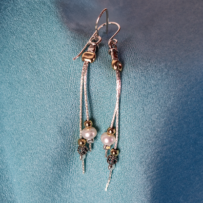 Silver earrings with pearls and goldfilled 01E1714PL