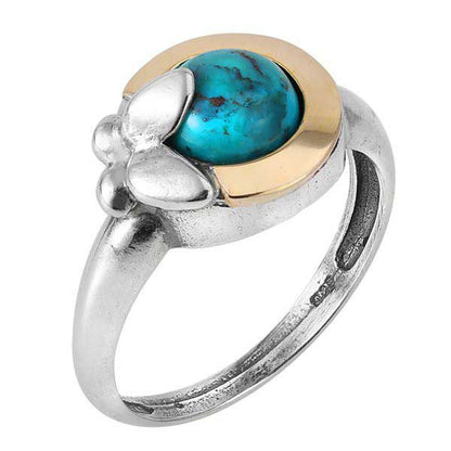 Silver ring with turquoise and gold MVR642GTQ