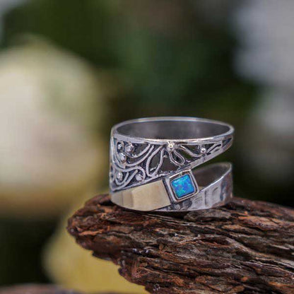 Silver ring with opal and gold MVR1756GOP