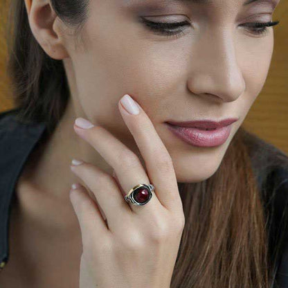 Silver ring with gold and garnet MVR812GGR