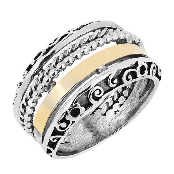 Silver ring with gold MVR1118G