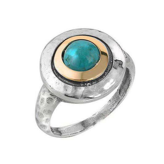 Silver ring with turquoise and gold MVR1408GTQ
