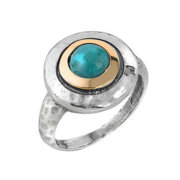 Bague en argent avec turquoise et or MVR1408GTQ