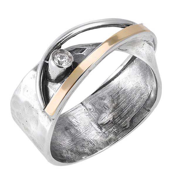 Silver ring with zircon and gold MVR1529GCZ