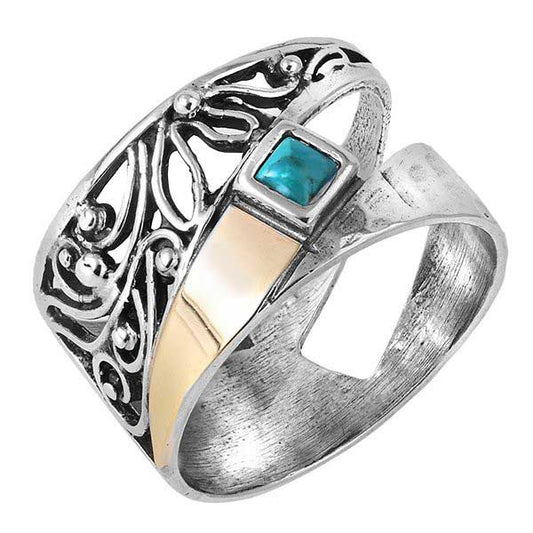 Silver ring with turquoise and gold MVR1756GTQ