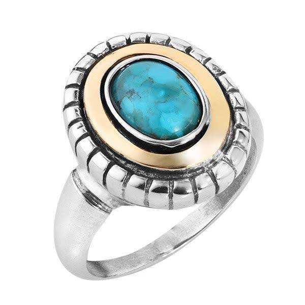 Silver ring with turquoise and gold MVR1681GTQ